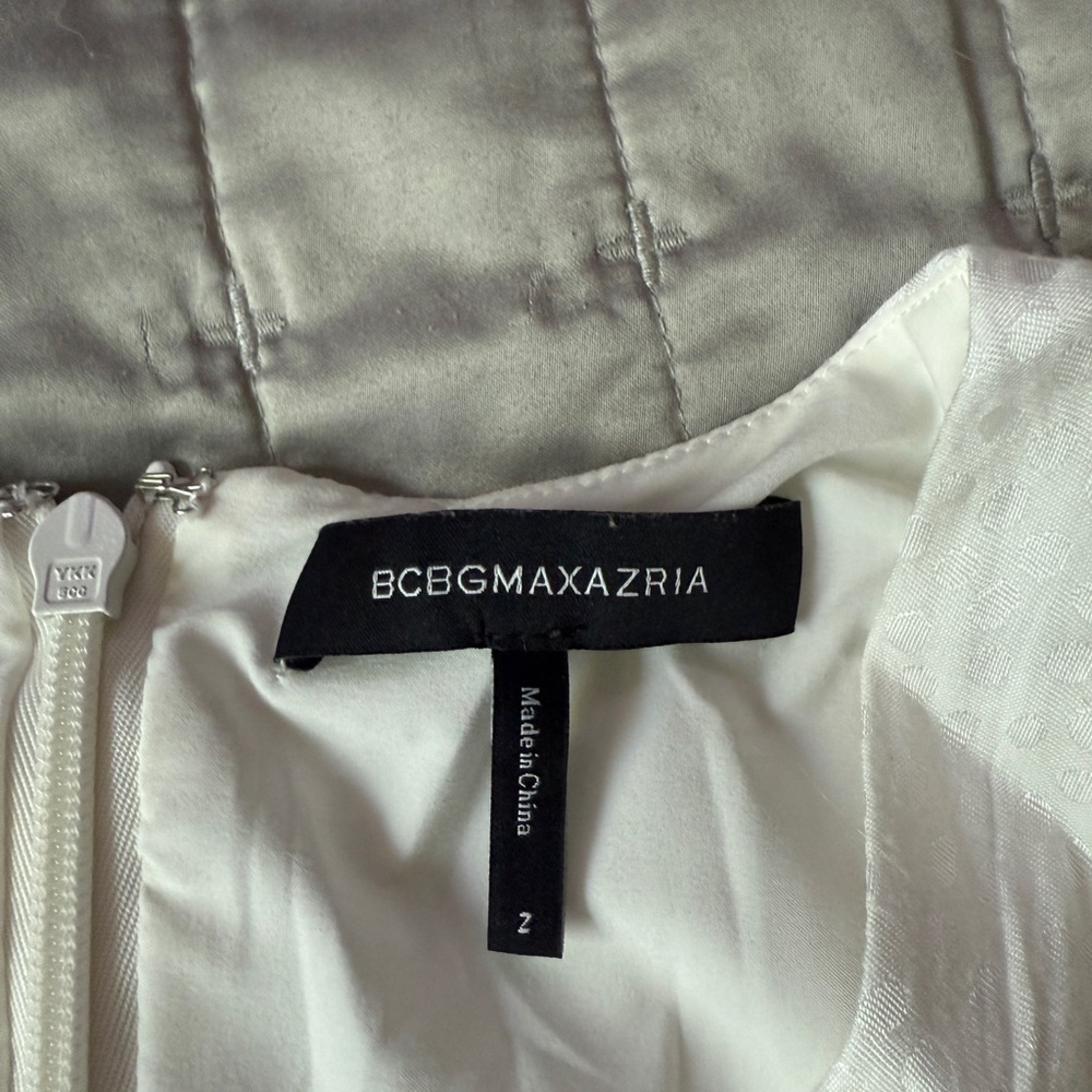 BCBGMaxAzria White Ruched Mini Dress - Picture 2 of 4